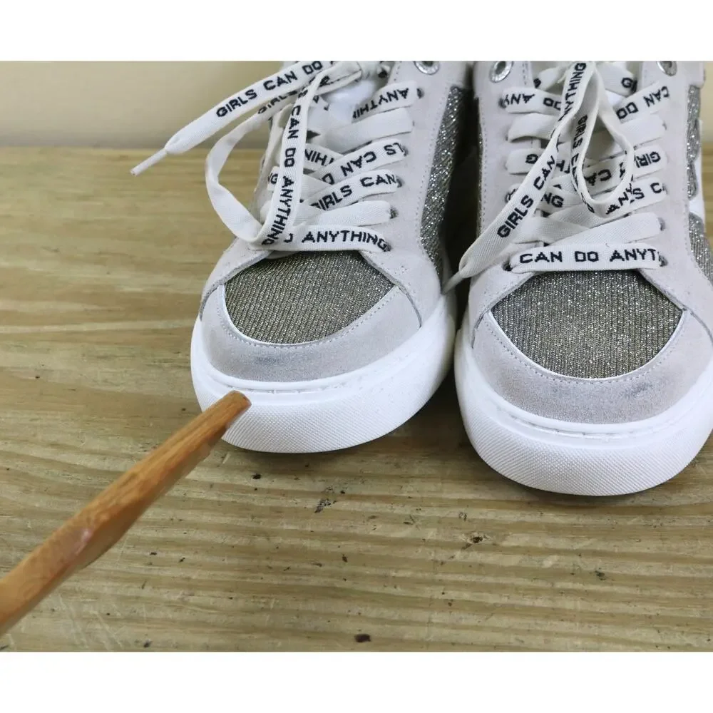 New Zadig & Voltaire Sneakers 38 White Leather Flash Sparkle Shoes - Picture 8 of 15